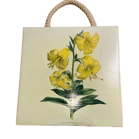 Vintage Botanical Print Wild Yellow Lilies wall hanging ceramic porcelain lily - Picture 4 of 7
